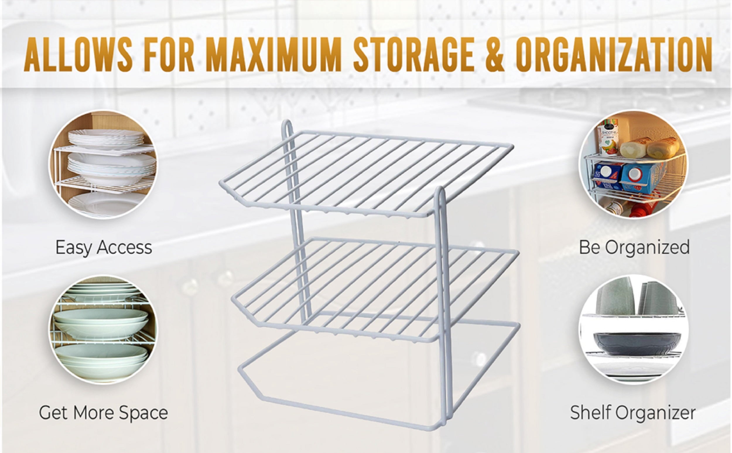 3-Tier Corner Shelf Counter and Cabinet Organizer, White 2215 - Image 4