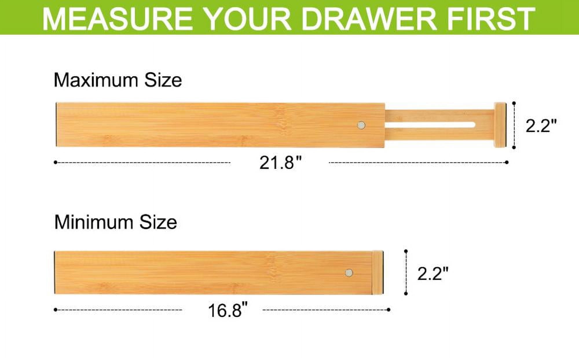 16.8-21.8 Adjustable Bamboo Drawer Dividers, Expandable Kitchen Drawer Organizer for Large Utensils, Drawer Separator... - Image 4