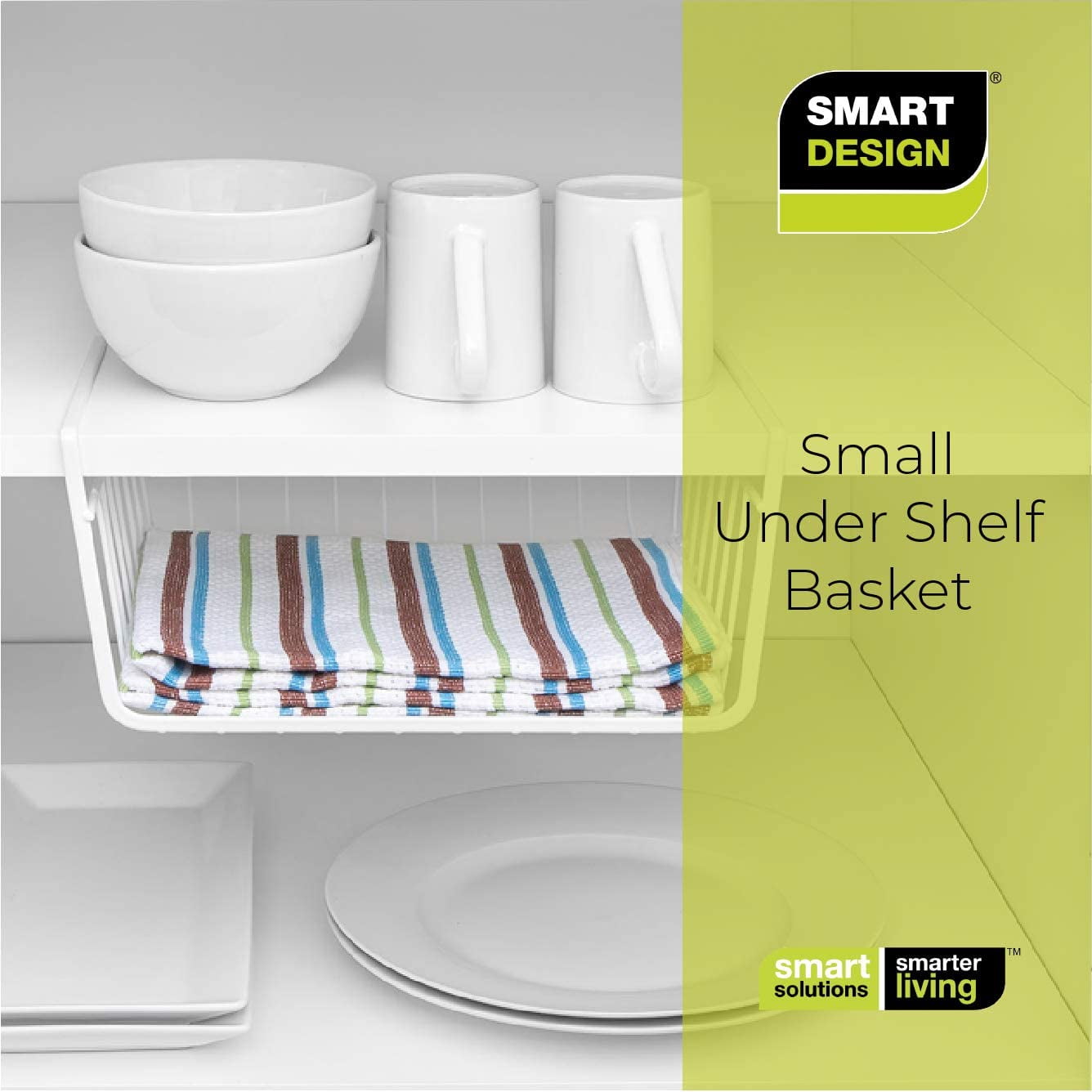 Undershelf Storage Basket - Set of 6 - Small - Snug Fit Arms - Steel Metal Wire Frame - Rust Resistant - Cabinet, Pan... - Image 2