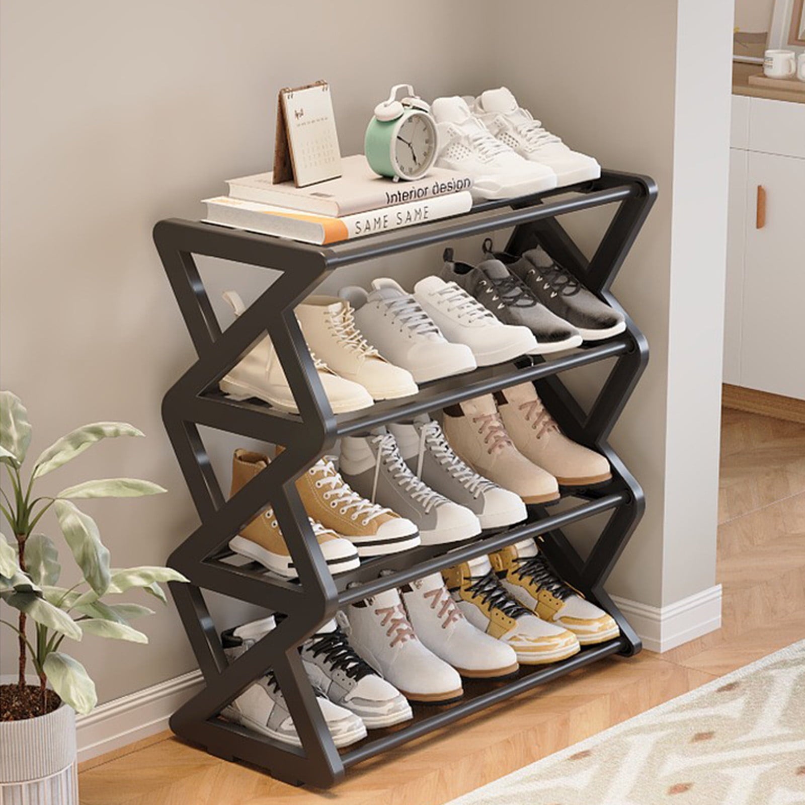 4 Rack Organizer for Entryway Storage Shelf for Men,Women s Assembly No Needed