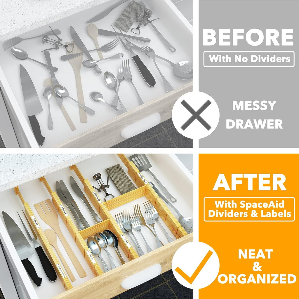 Bamboo Kitchen Organizer Drawer Dividers, Expandable(17-22 in), 17"L x 0.6"W x 2.6"H - Image 3