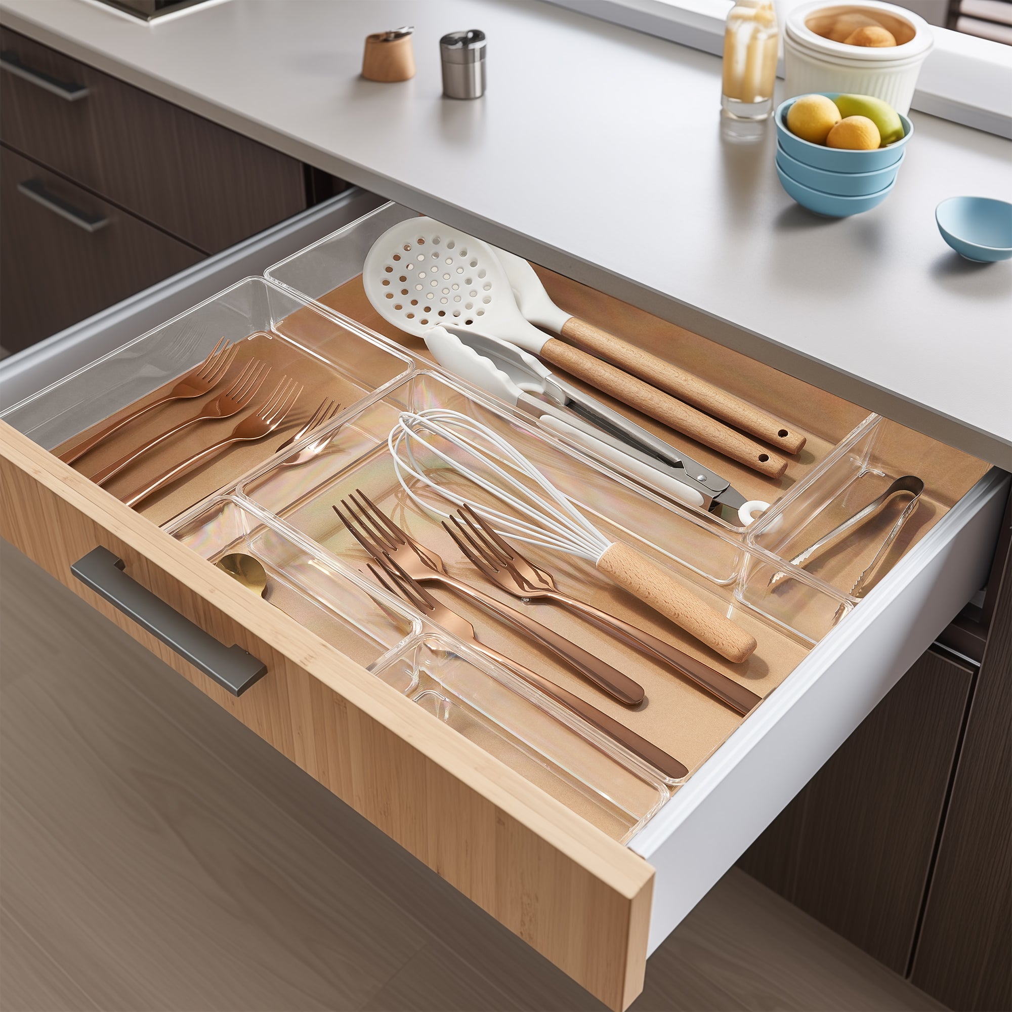 Clear Drawer Organizer Set for Kitchen Storage - Image 2