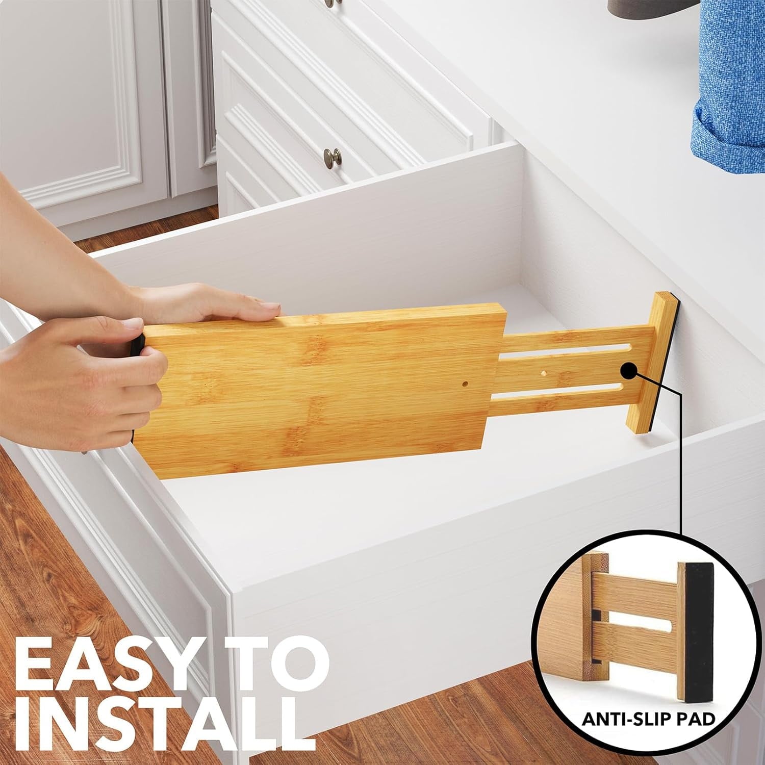 Bamboo Dresser Drawer Dividers 6 Pack, 4.65“ High Adjustable 12.5“-17” Drawer Organizers for Clothing - Image 5