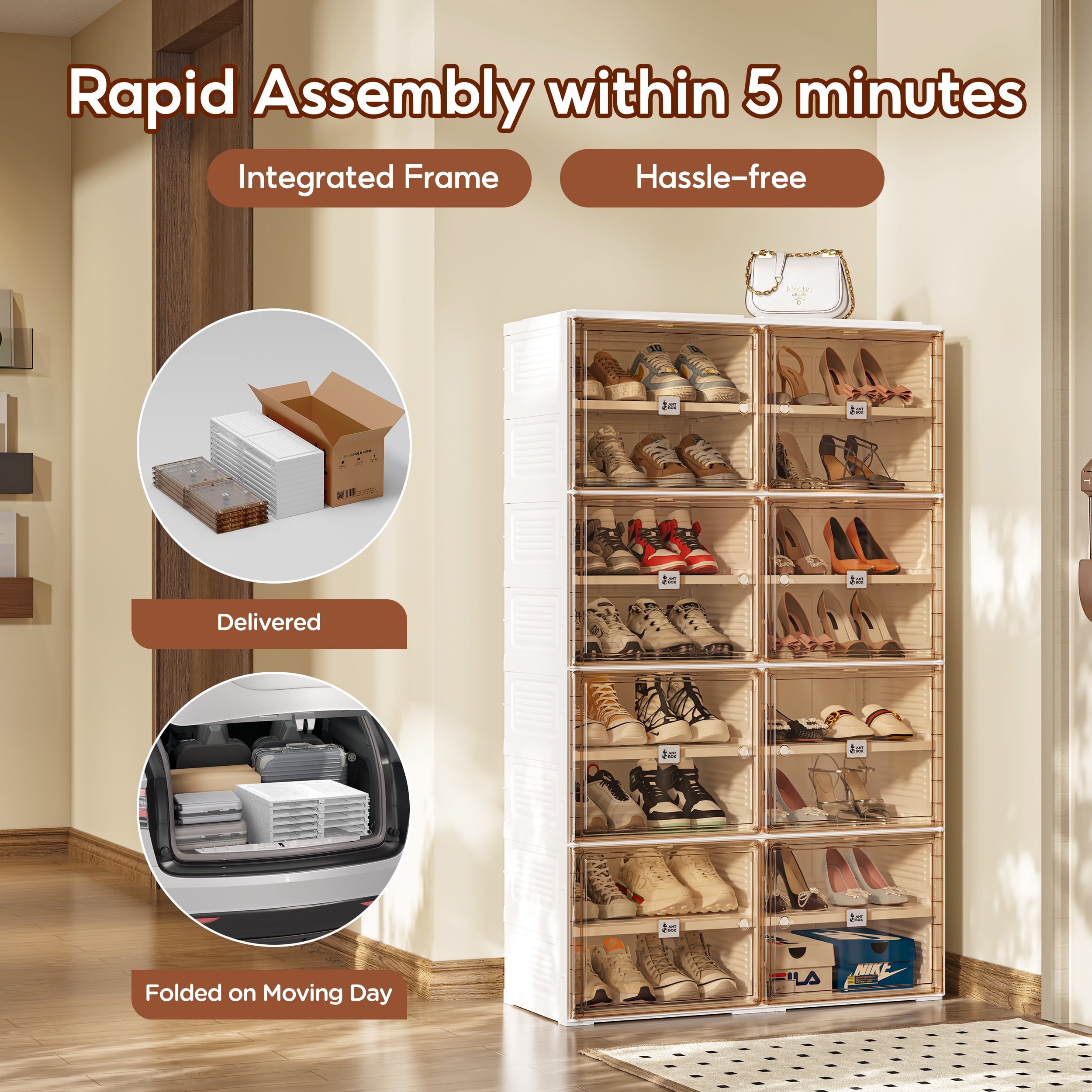 VIPBOX 6 Tiers Portable Plastic Shoe Organizer with Clear Magnetic Doors for 24 Pairs Storage - Image 4