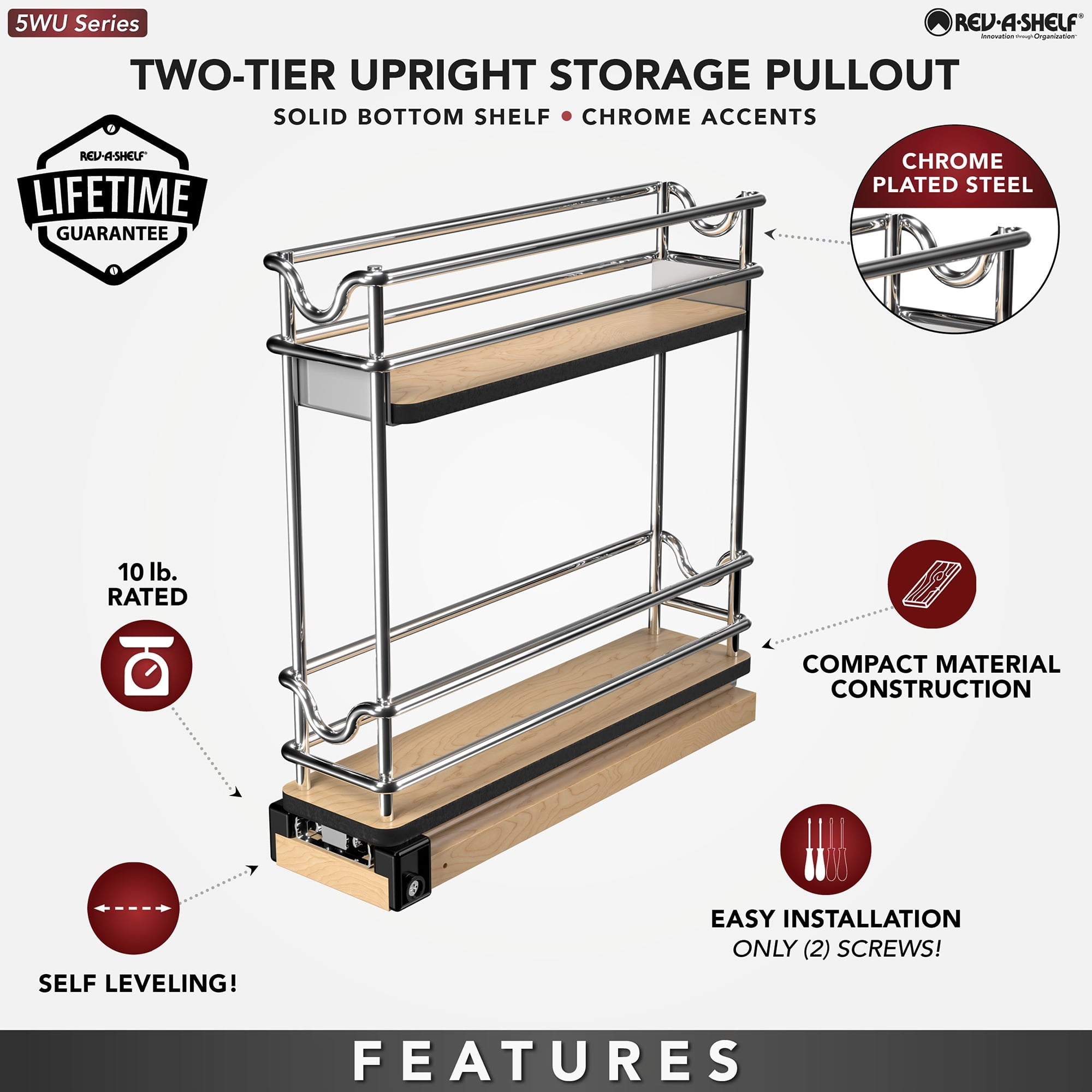 3" Pullout Organizer for Cabinets, 2 Tier Shelf - Image 4
