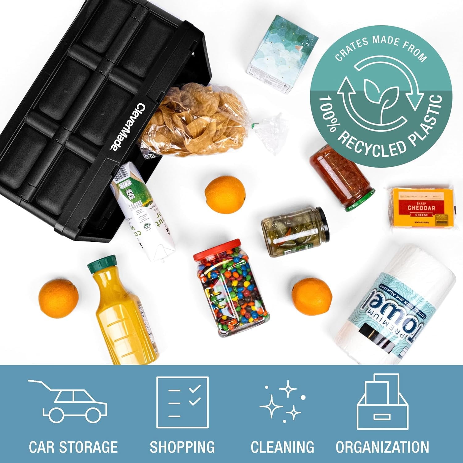 CleverMade Collapsible Storage Bin, 32L (8 Gal), Ocean, 3PK - Image 4