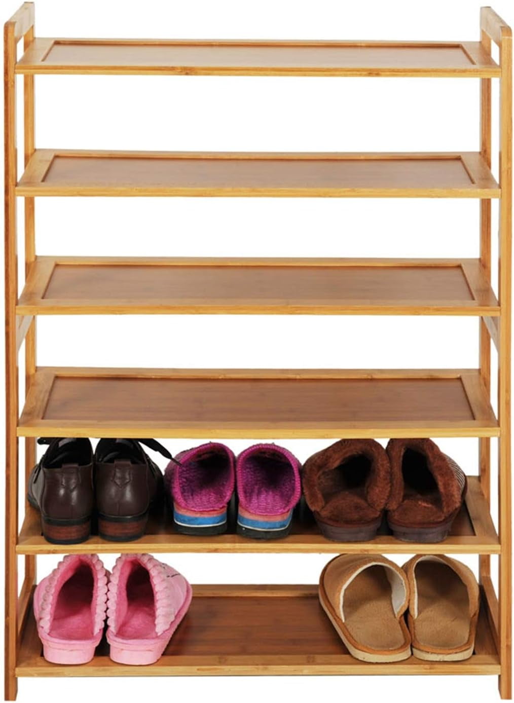 Bamboo Shoe Rack for Closet, 6 Tier Wooden Stackable Shoe Organizer, Free Standing Shoes Storage Shelf for Entryway, ... - Image 2