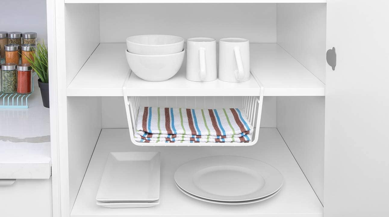 Undershelf Storage Basket - Set of 6 - Small - Snug Fit Arms - Steel Metal Wire Frame - Rust Resistant - Cabinet, Pan... - Image 3