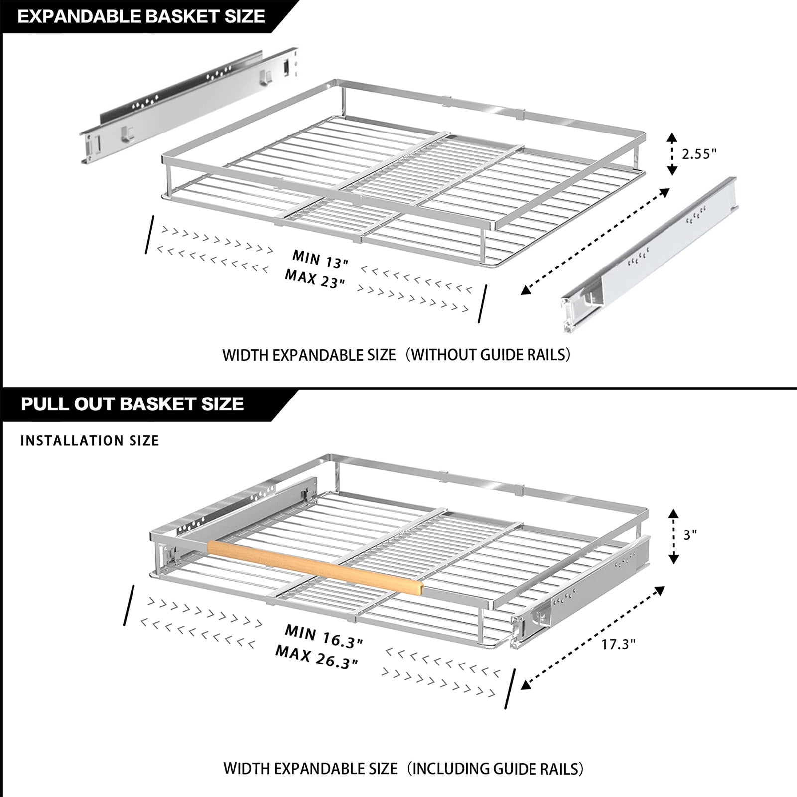 Pull Out Drawer Cabinet Organizer, Expandable Slide Out Storage Shelves - Heavy Duty, for Cabinets, Under Sink and Wa... - Image 5