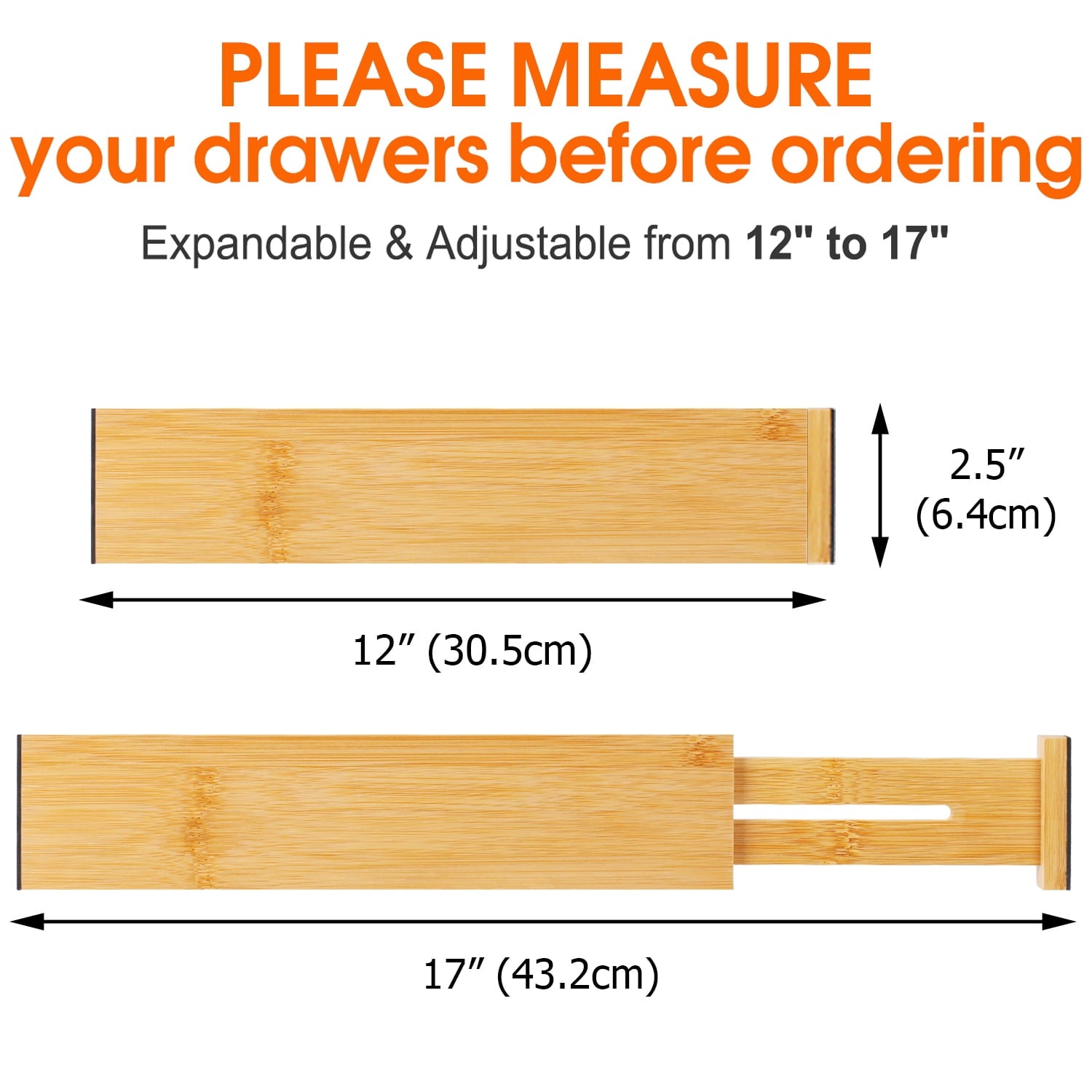 Bamboo Drawer Dividers,12-17" Adjustable Kitchen Drawer Organizer for Clothes,4 Pack Expandable Drawer Organization S... - Image 5