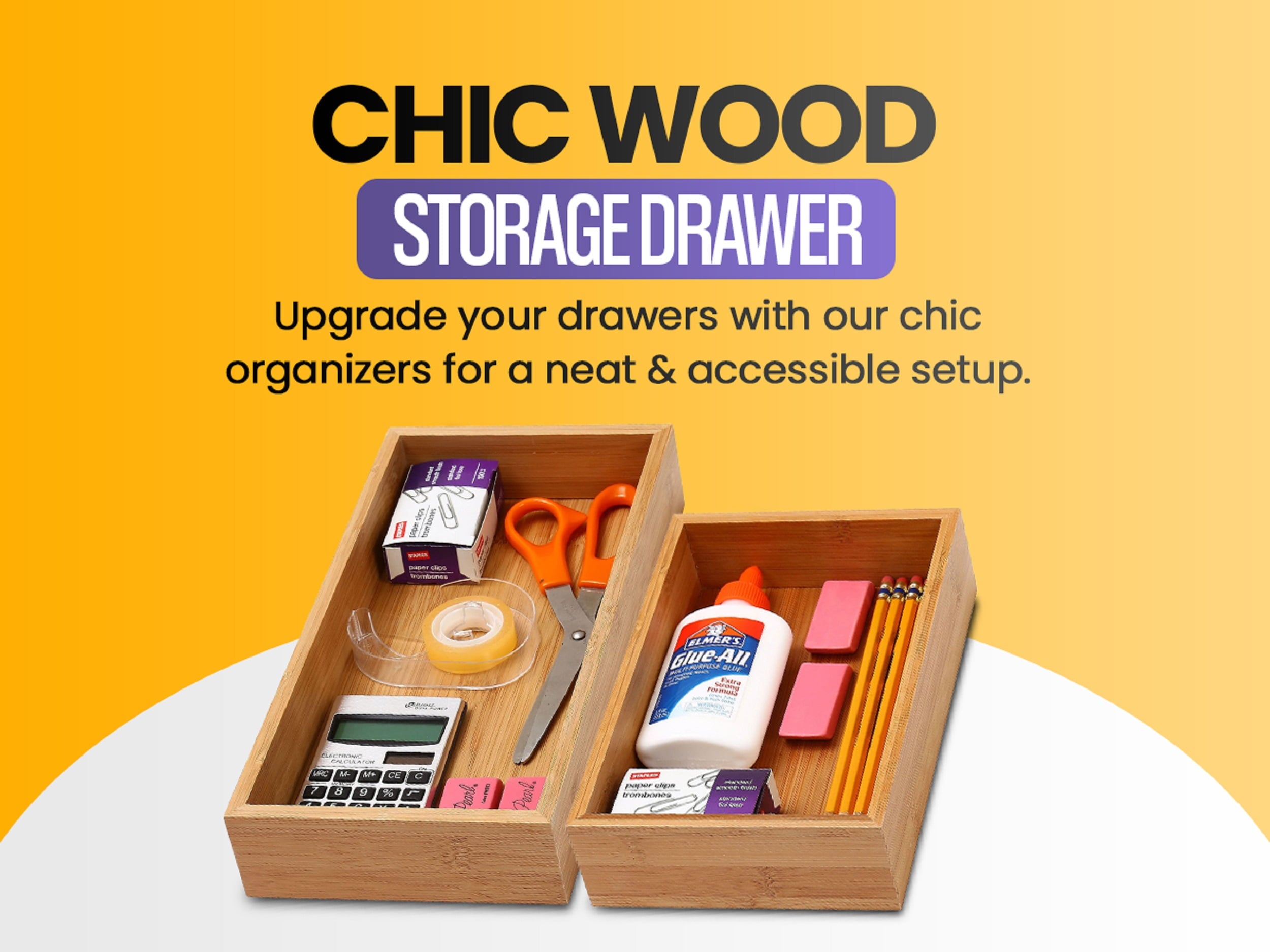 Bamboo Drawer Organizer Storage Box, Adult Brown - Image 5