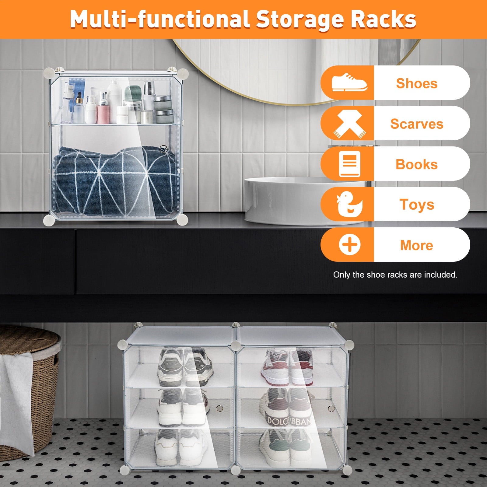 36 72 Pairs Modular Plastic Shoe Storage Cabinet Boxes, 12 Tiers Shoe Rack Shelf Tower Stand Shoe Storage Organizer f... - Image 5