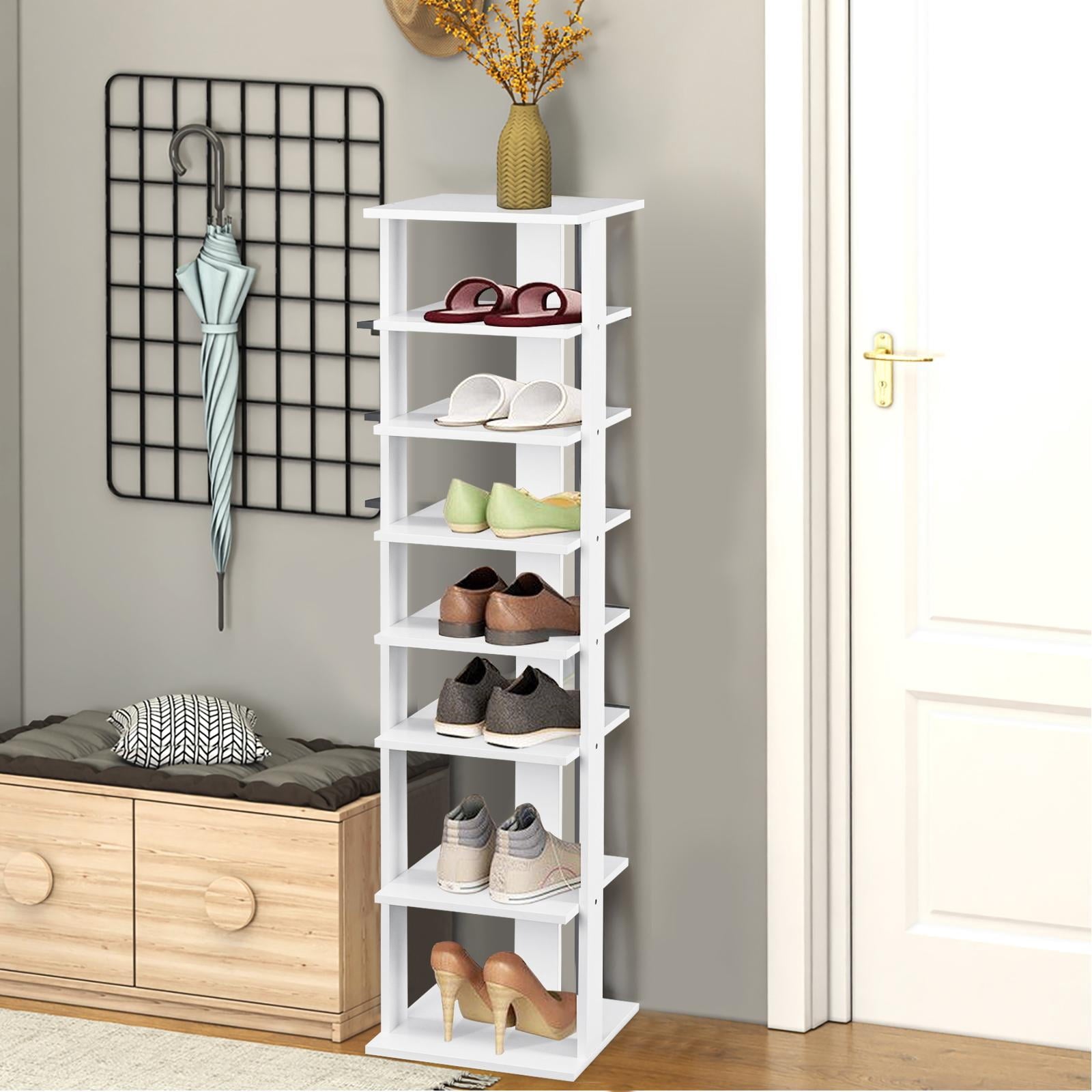 7 Tiers Vertical Shoe Rack, Entryway Slim Wooden Shoes Racks, Skinny Shoe Organizer, Space Saving Shoes Storage Stand... - Image 2