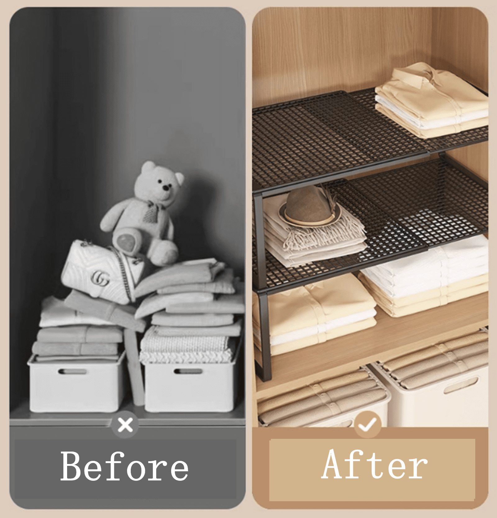 1 Pack Expandable Shelf Organizer，Stackable Shelves Organizers For Cabinet Countertop Storage，Adjustable Cupboard Pan... - Image 5
