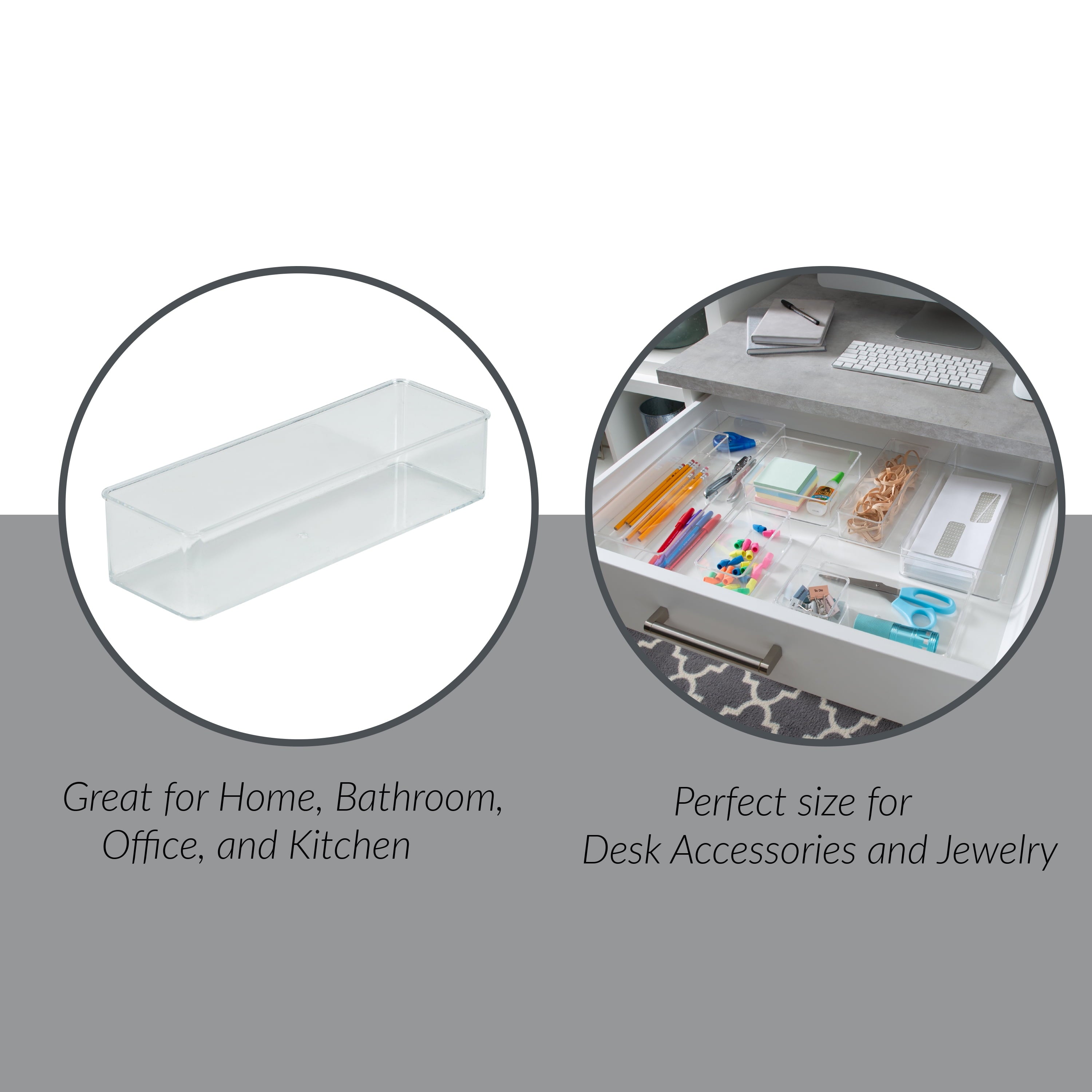 Medium 9" x 3" Narrow Drawer Organizer, Clear - Image 3
