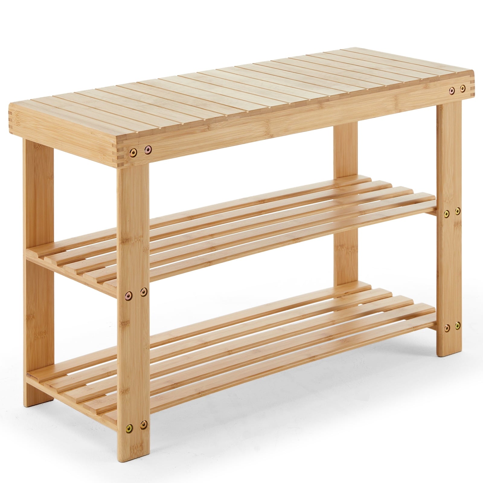 Bamboo Shoe Bench for Entryway, 3-Tier Sturdy Shoe Rack Organizer, 286Lb Weight Capacity Storage Shelf for Shoes, Per... - Image 2