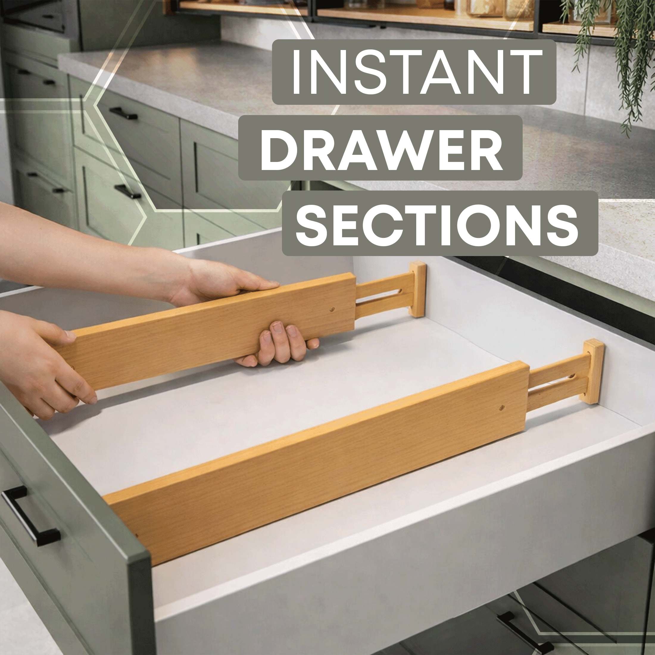 Bamboo Drawer Dividers, Spring-Loaded Telescopic Drawer Organizer, 22.0 x 2.4 x 0.6 in, 4 Pack, Natural - Image 3