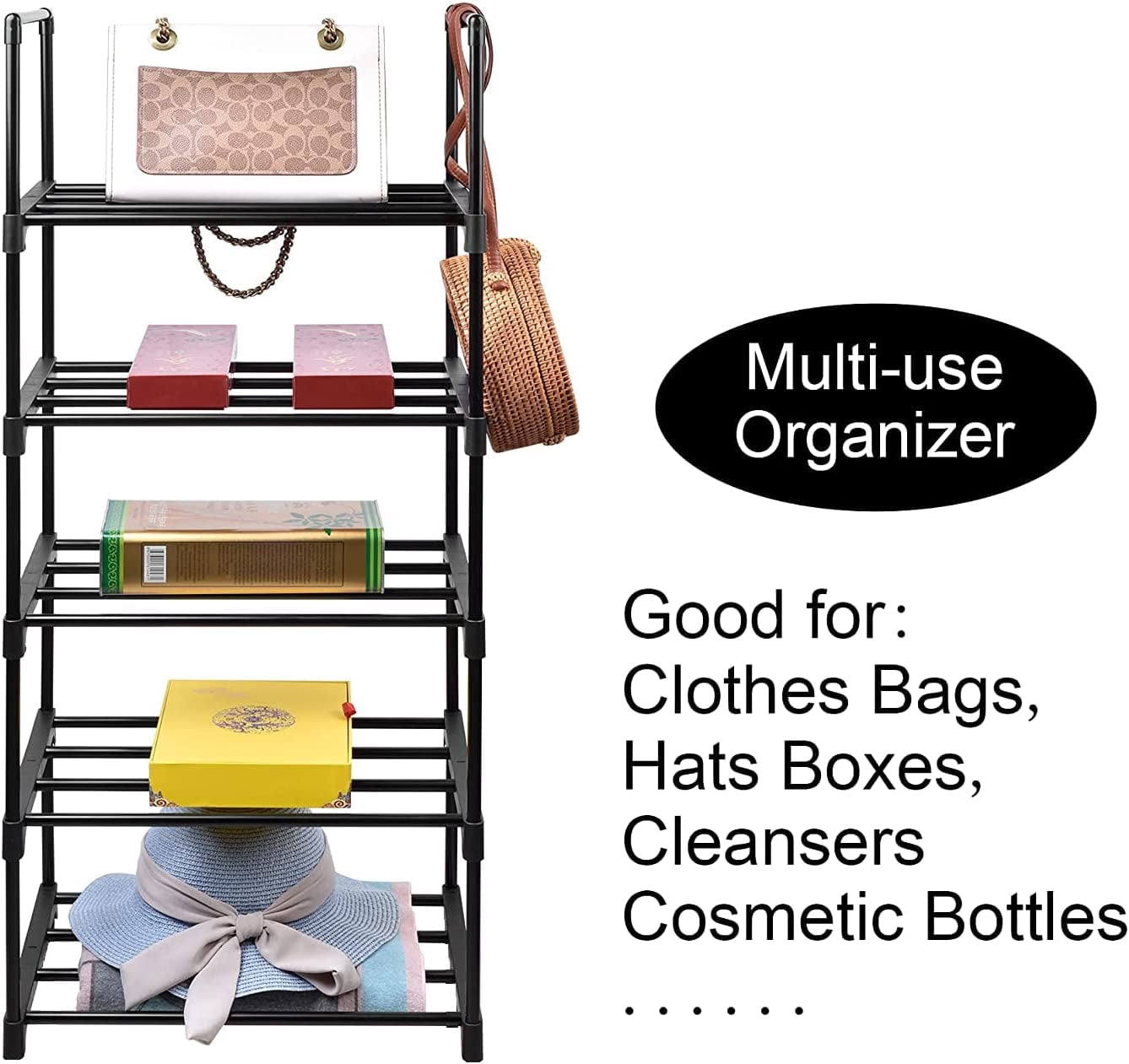 Shoe Rack 5 Tier Tall Shoe Storage Organizer, 5 Tier Metal Sturdy Shoe Rack, Narrow Shelf Organizer for Entryway, Clo... - Image 6