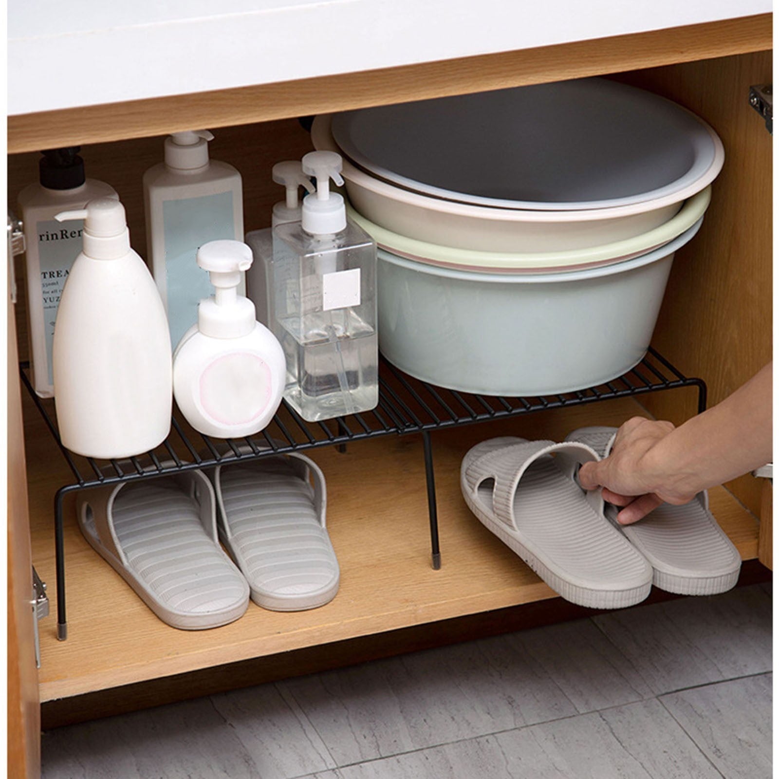 Adjustable Kitchen Shelf Organizer,Multi-Purpose Storage Rack For Cabinet And Countertop Featuring Rust-Proof Coating... - Image 3