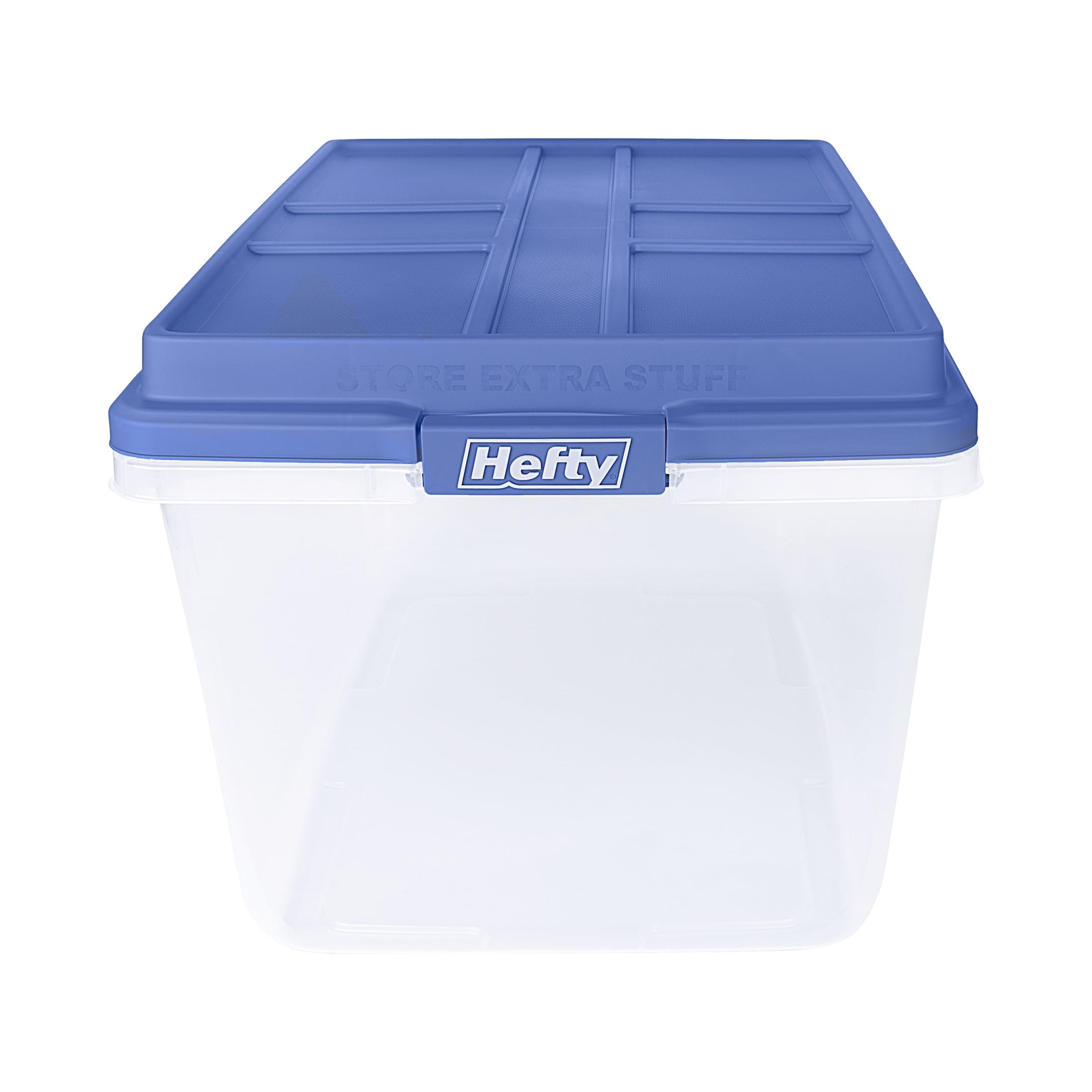HI-RISE 72 Quart Large Latching Storage Bin, Clear Plastic Storage Container with HI-RISE Latch Lid, Blue - Image 5