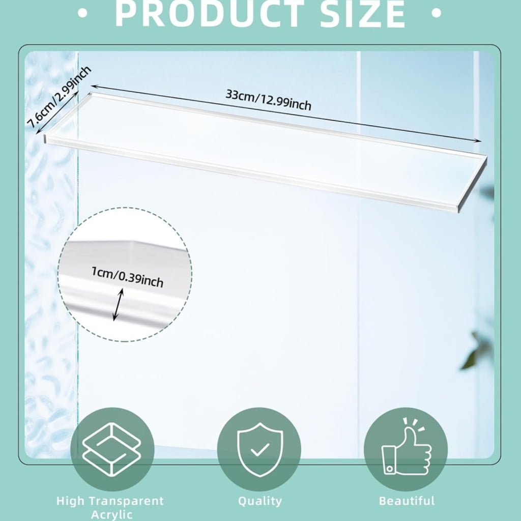 Clear Replacement Shelves 13x3 Inches Bathroom Organizers Wall Cabinet Storage - Image 3
