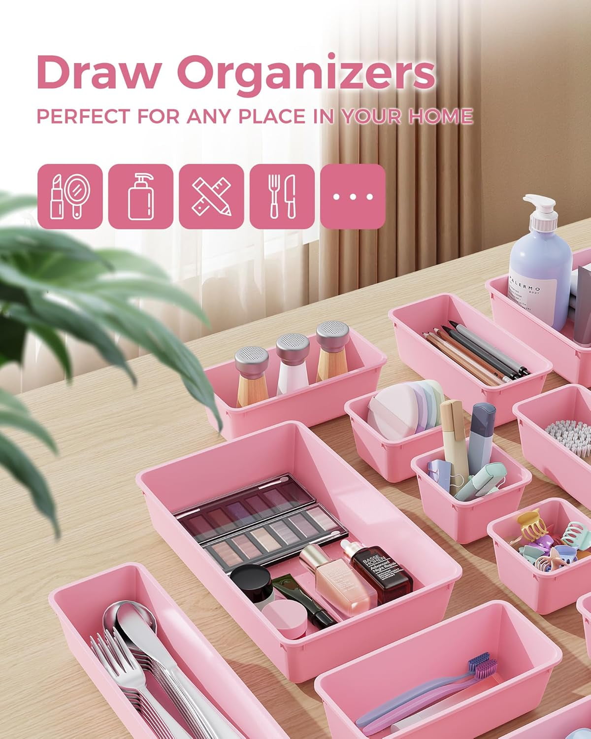 25 count Organizers Set, 4-Sizes Vanity and Organizer, Desk and bathroom Organizer Trays, Organizers and Storage for,... - Image 3