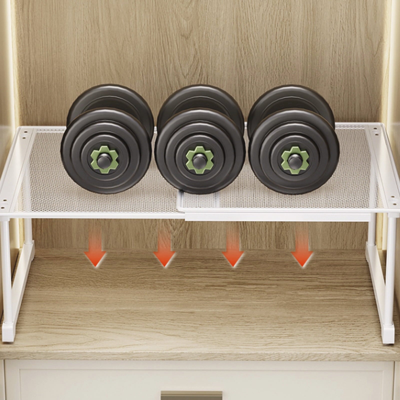 Expandable Cabinet Shelf Organizer, Adjustable Stackable Storage Rack for Closet, Pantry, Kitchen, Space Saving Solut... - Image 4