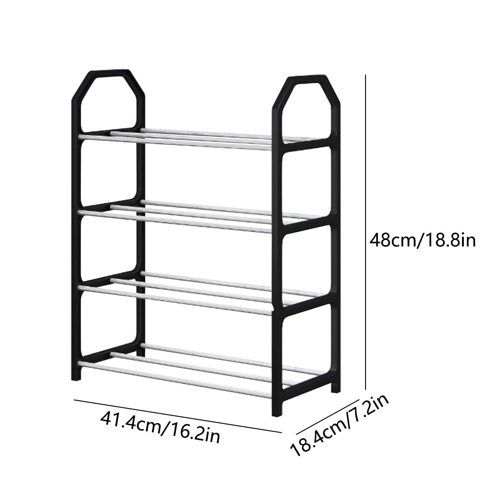 4-Tier Entryway Shoe Rack with Handrail - Compact Small Shoe Storage Organizer for Home Doorway & Entry Hall ( Black ) - Image 3