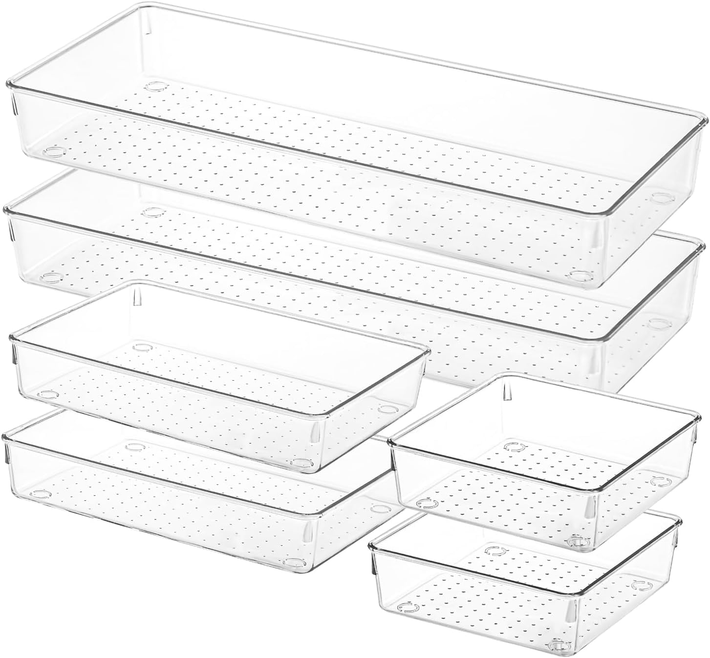 6 Set,3-Size Kitchen and Office Desk Organizer Trays, Non Slip Storage Bin Divider for,Gadgets Utensils,Bathroom Vani...