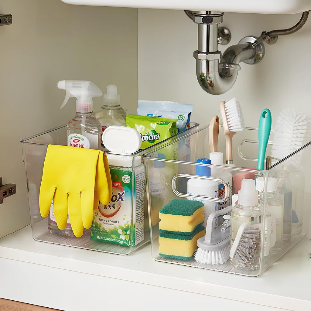 6 Pack Clear Stackable Storage Bins with Lids