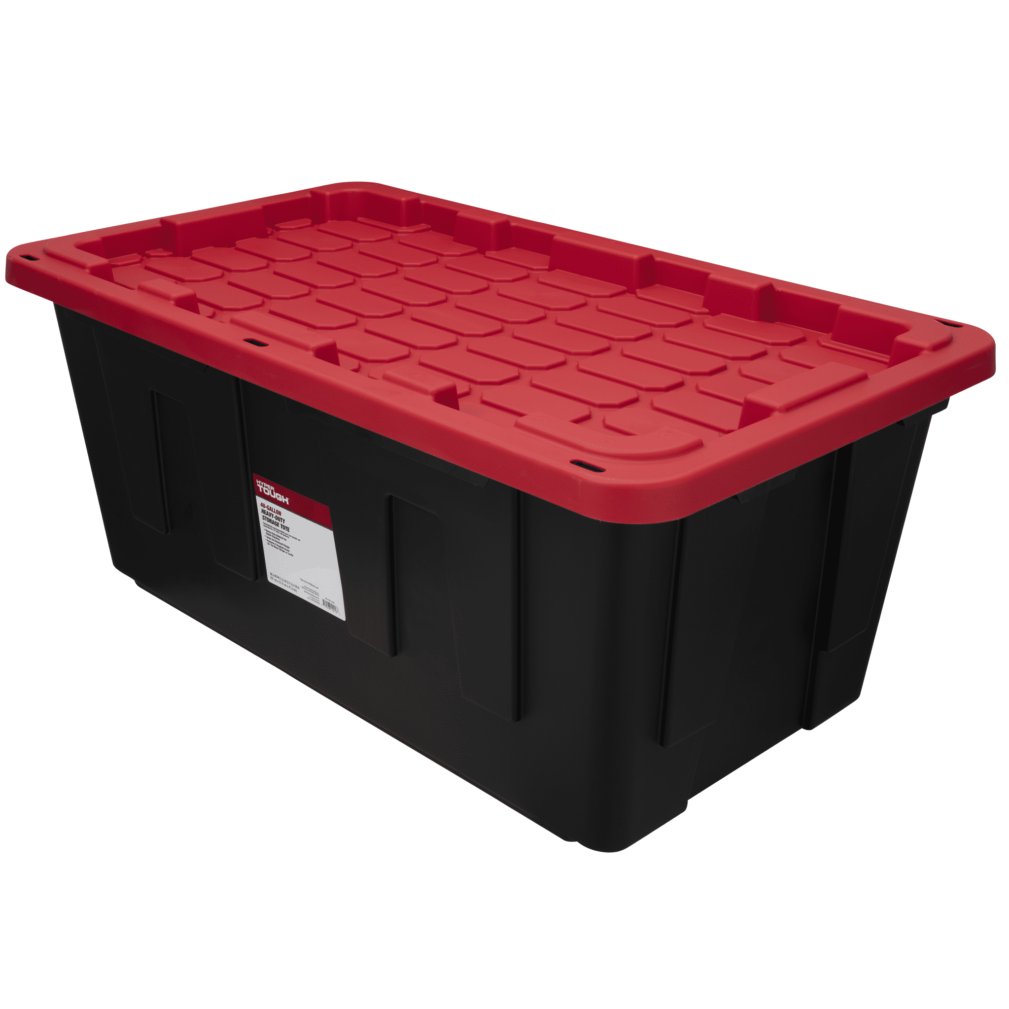 (2 pack) Hyper Tough 40 Gallon Extra Large Storage Bin with Snap Lid, Black and Red, Heavy Duty Plastic Storage Container - Image 2