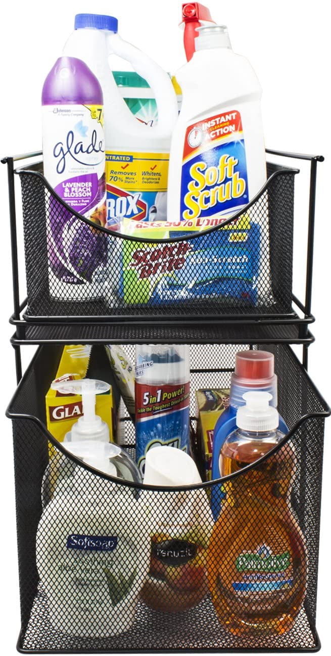 Cabinet Organizer Drawers — Mesh Storage Organizer with Pull Out Drawer (Black) - Image 5