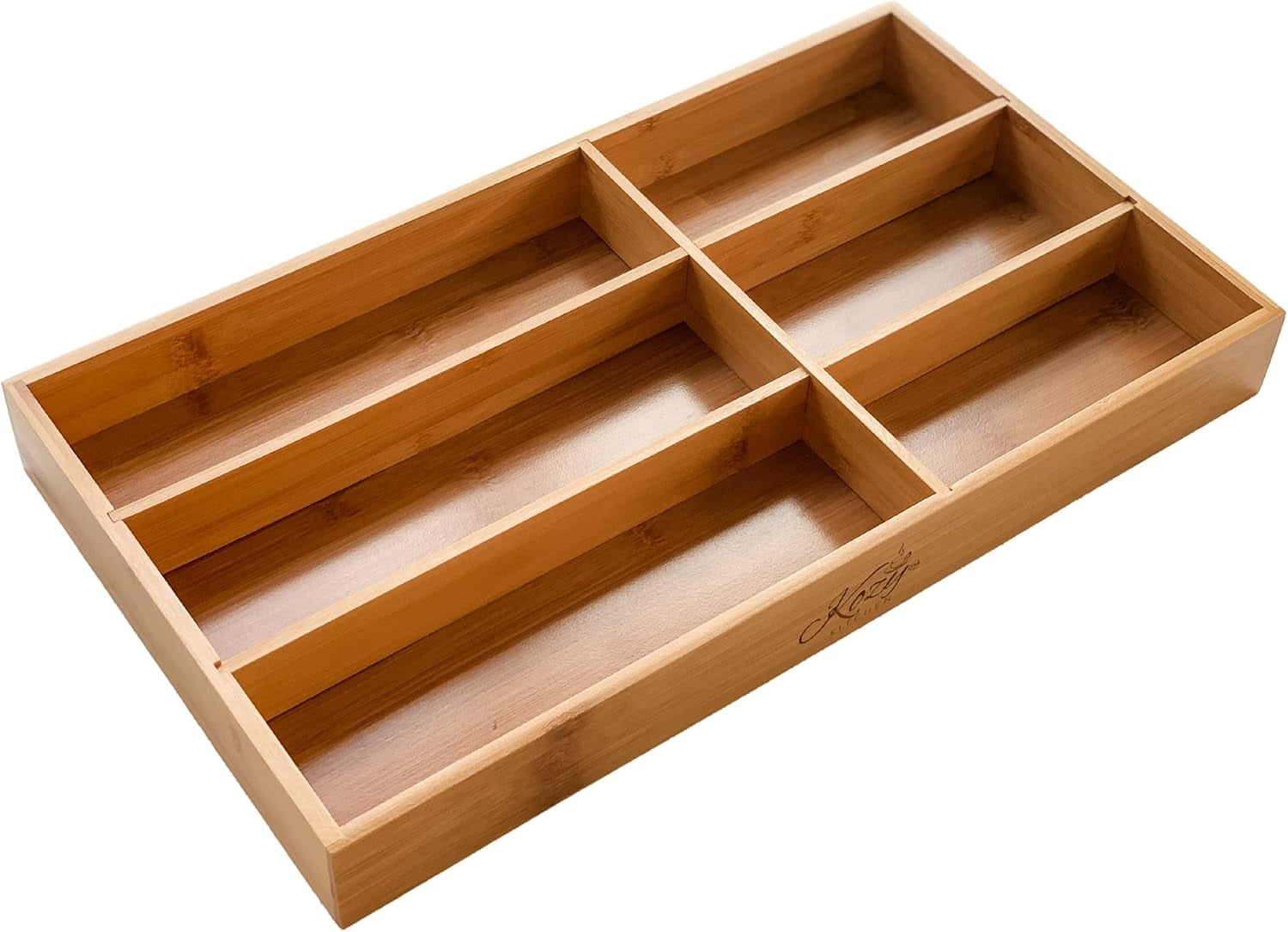 Premium Bamboo Drawer Organizer 6-Compartment Wood Finish Organizer for Kitchen, Office, or Clothing - Image 3