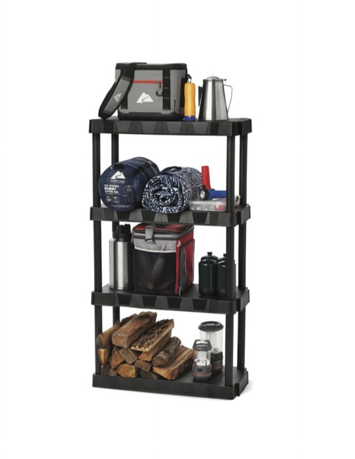 Black Plastic 4-Tier Shelving Unit, 280 lb Capacity, 56.2x30x13.8 Inches - Image 3