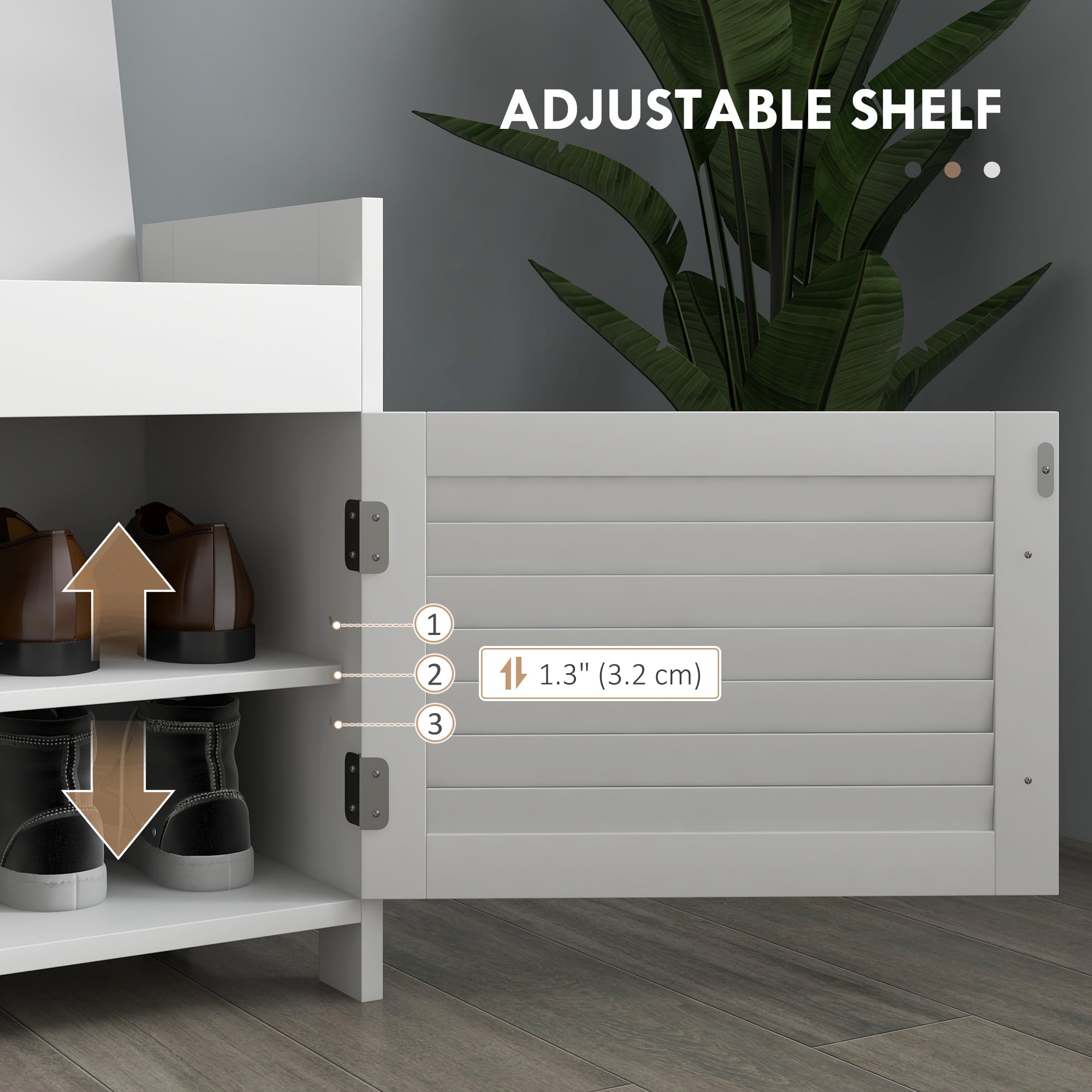 Shoe Bench, Modern Entryway Bench with Cushion and Hidden Compartments, 35.4" Shoe Organizer with Adjustable Shelves ... - Image 5