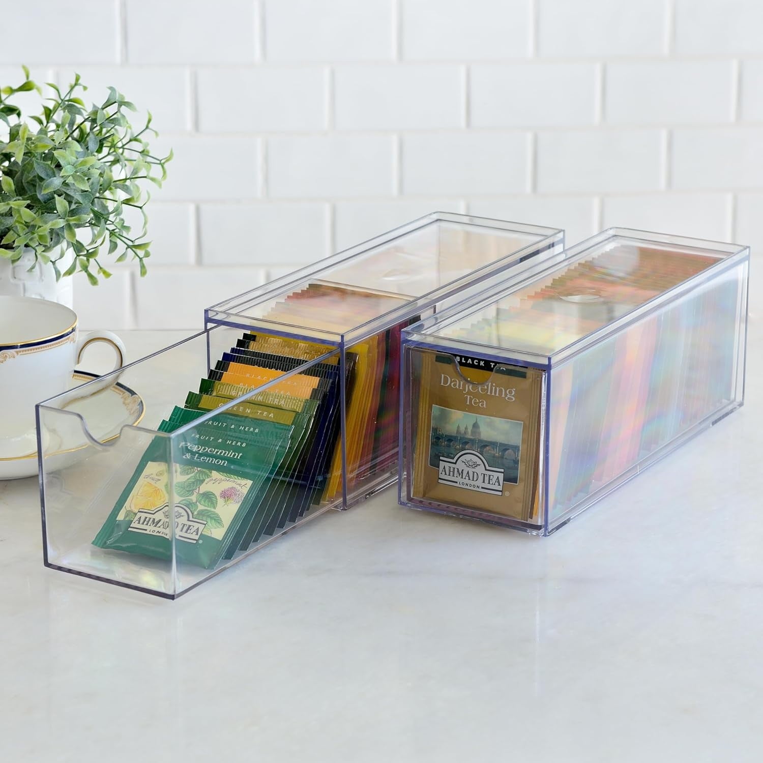 3 Drawers Plastic Kitchen Pantry Stackable Storage Organizer, Plastic Tea Packet Organizers, Stackable Tea Bag Holder... - Image 3