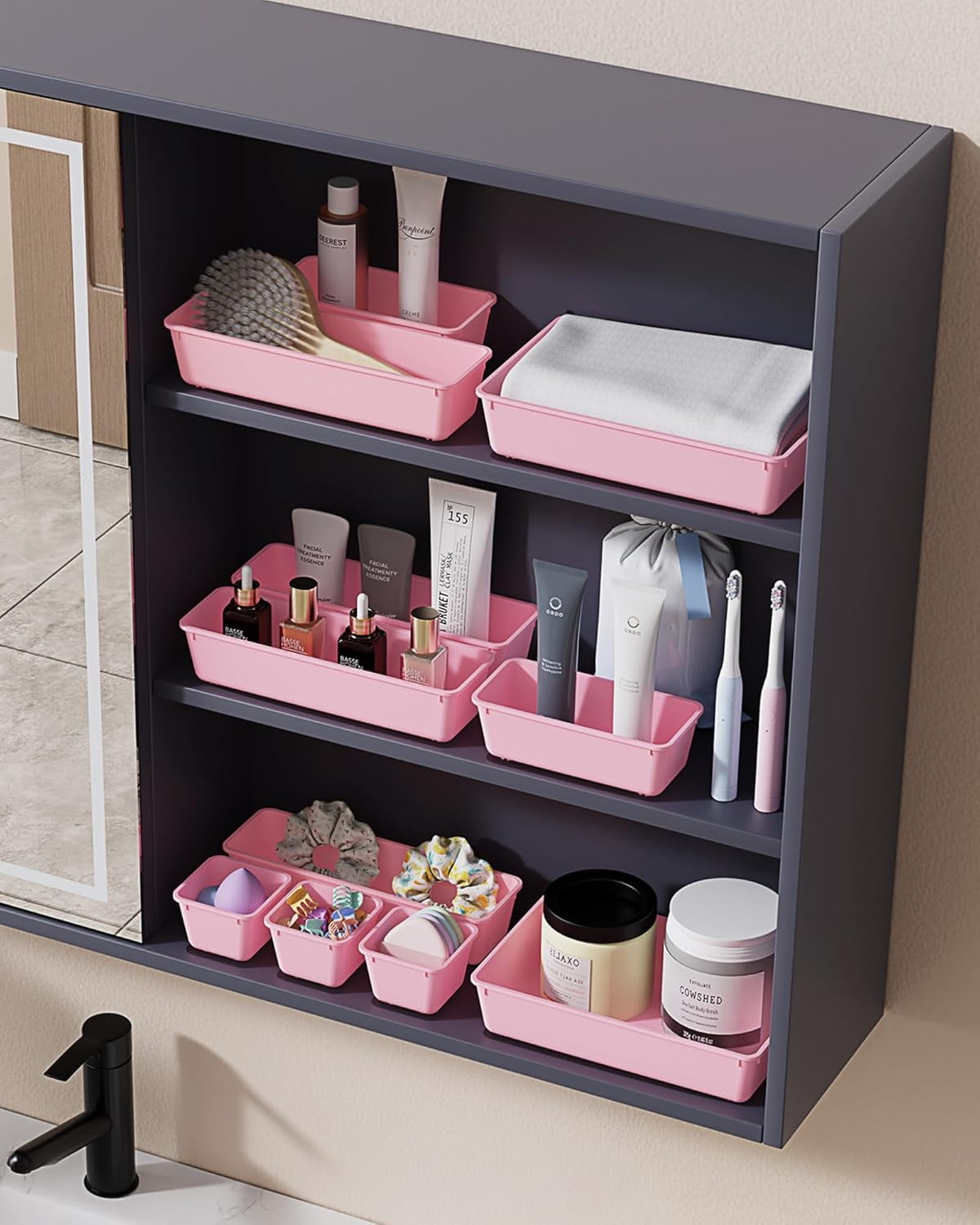 25 count Organizers Set, 4-Sizes Vanity and Organizer, Desk and bathroom Organizer Trays, Organizers and Storage for,... - Image 6
