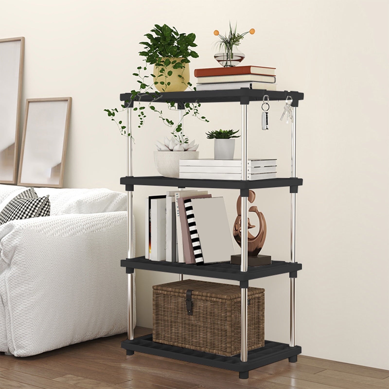 Cinvoph 4-Tier Shelving Grid Storage Rack Sturdy Space Saving Standing Unit for Kitchen Bathroom Laundry Closet Soild Color Home Organizatio - Image 4