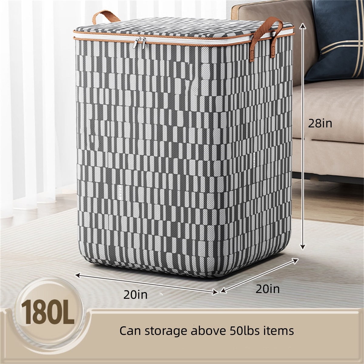 Large Collapsible Storage Bin with Lid and Handle 180L Storage Organizer Containers, Baskets for Bedroom Closet Living Room Comforters Pillo - Image 2