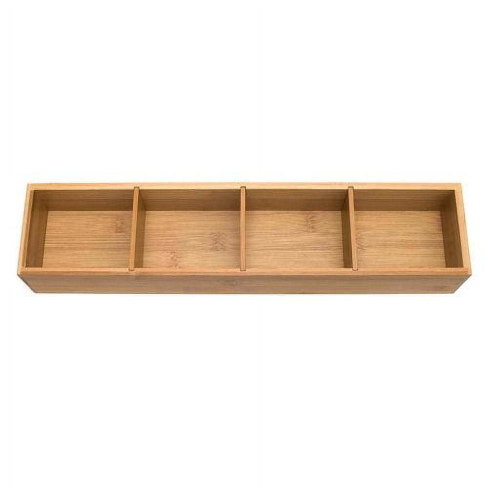 Lipper International Bamboo Drawer Organizer with 3 Removable Dividers, Brown - Image 2