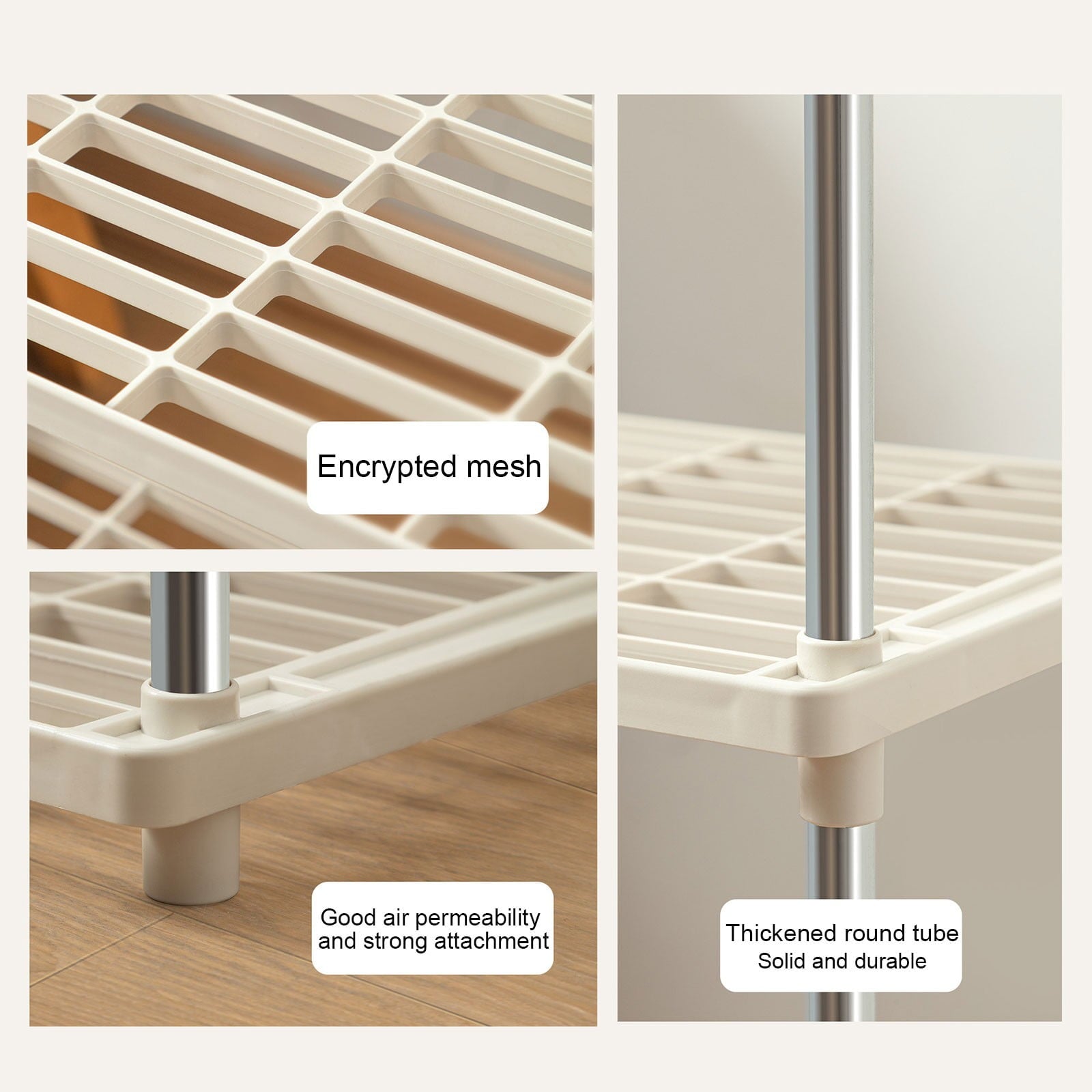 2-Tier Plastic and Metal Storage Shelf Organizer, Ventilated Shelves for Home, Kitchen, Pantry, or Garage, White, 16.14 x 8.46 x 31.3 Inches - Image 4