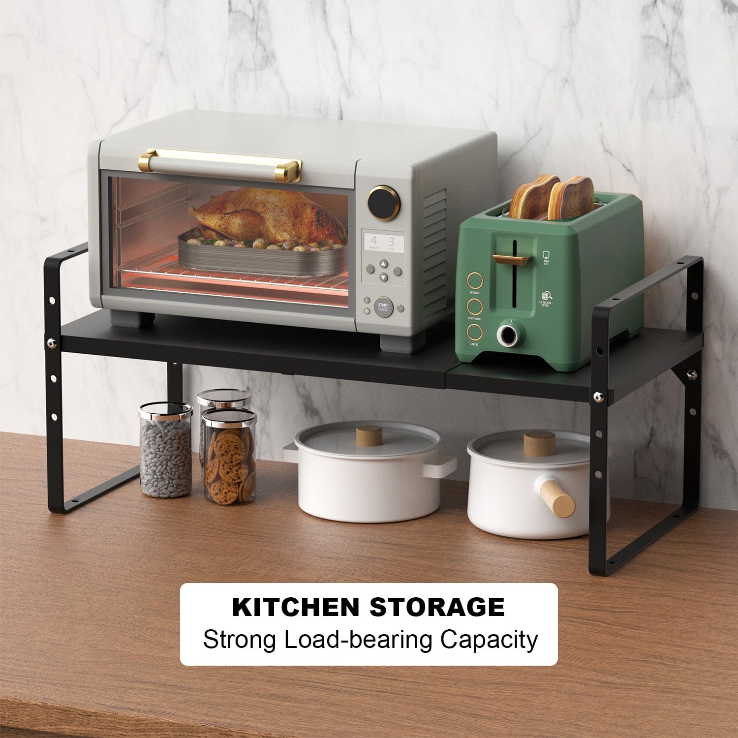 SANNO Expandable Counter Organizer, Stackable Cupboard Organizer Shelf Rack,Large Counter Shelf Organizer Cupboard, Cabinet Organization She - Image 4