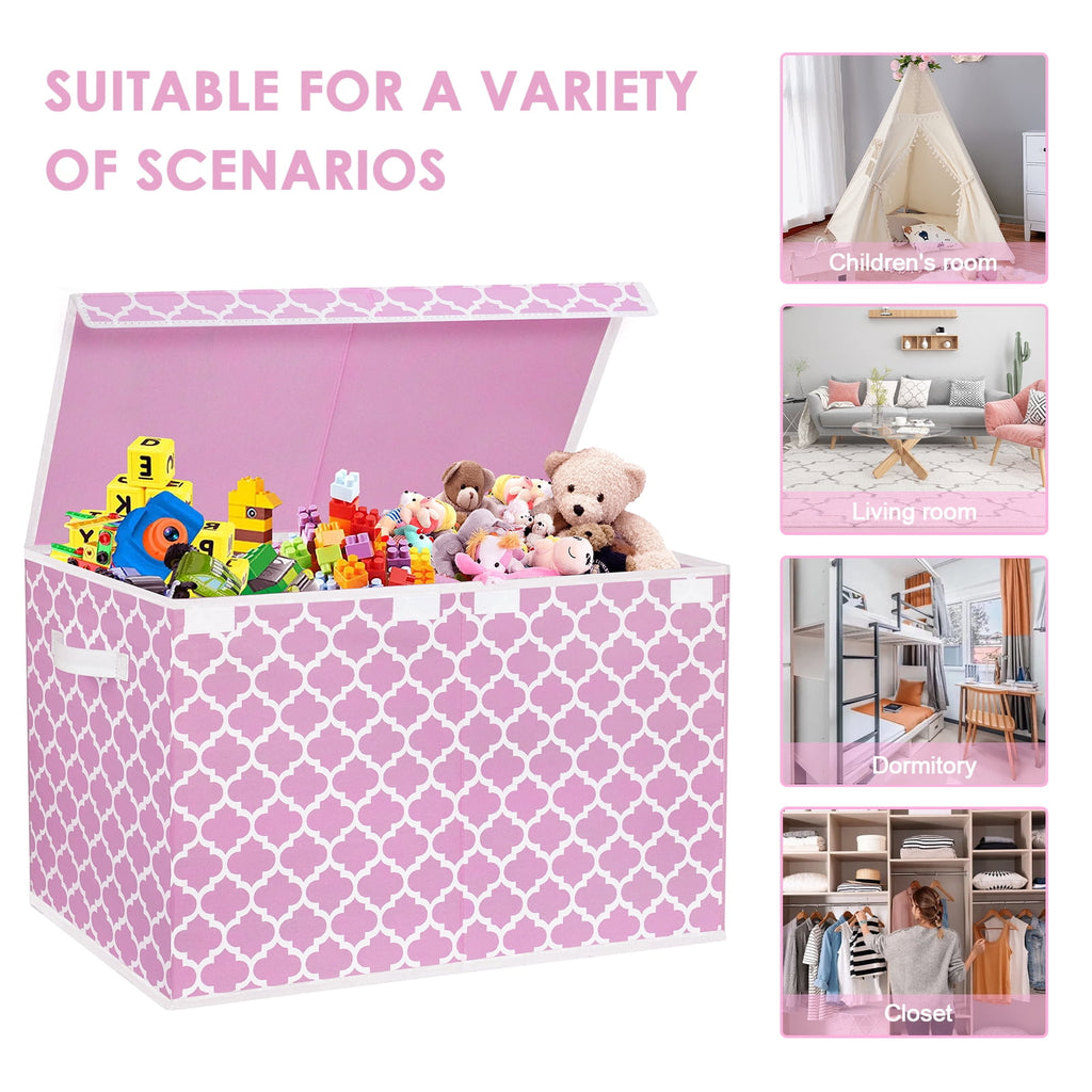 Toy Box for Girls, Kids - Large Toy Chest Organizers and Storage Boxes with Flip-Top Lid & Divider, Collapsible Conta... - Image 6