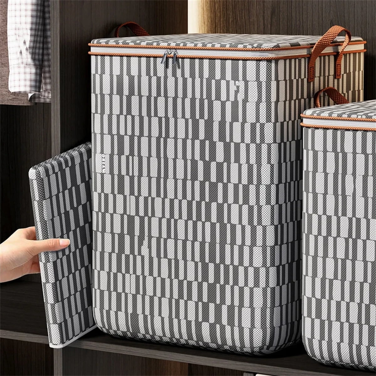 Large Collapsible Storage Bin with Lid and Handle 180L Storage Organizer Containers, Baskets for Bedroom Closet Living Room Comforters Pillo - Image 4