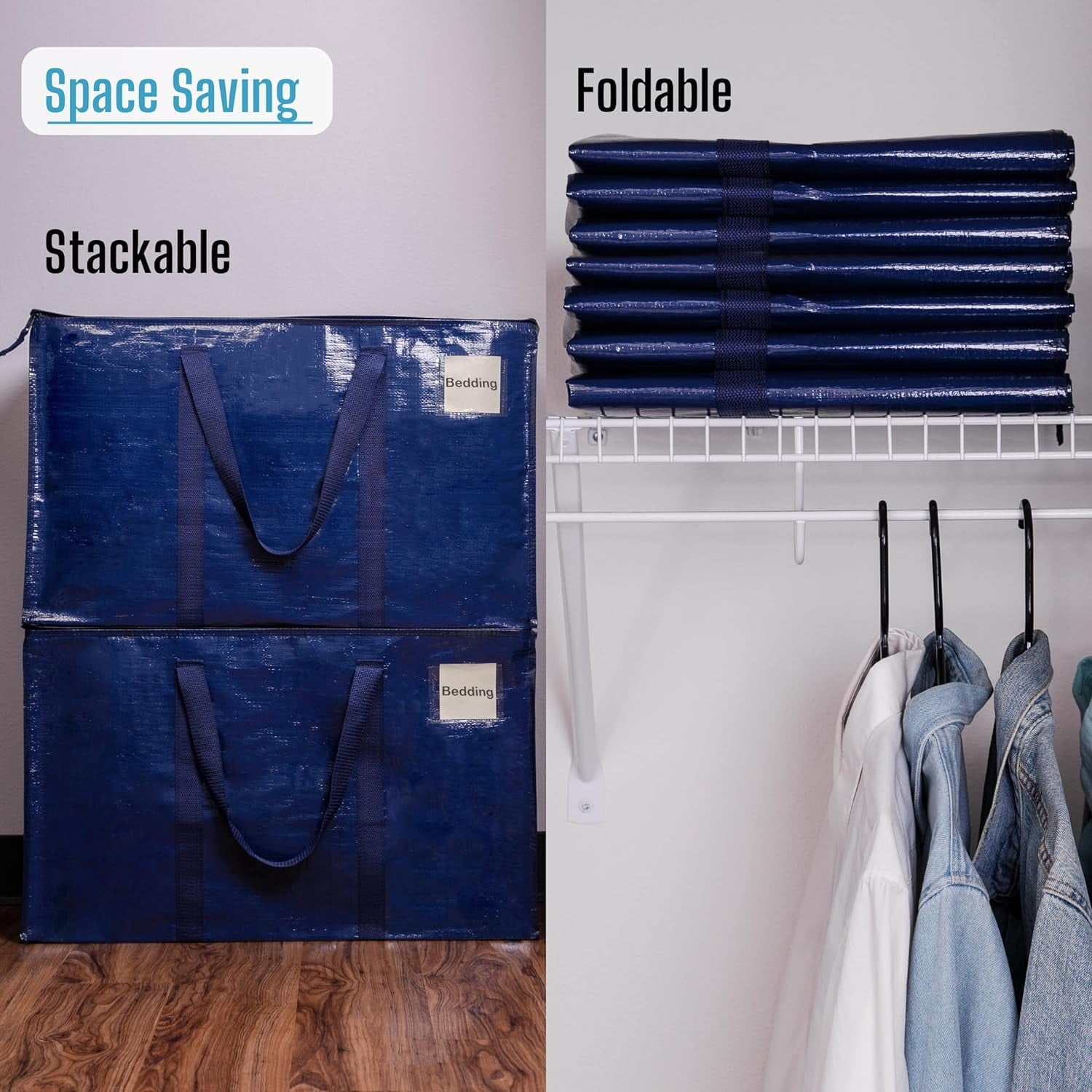 2 Pack XL Heavy Duty Foldable College Packing Moving Storage Zipper Bag W/ Reinforced Structure Alternative to Moving... - Image 5