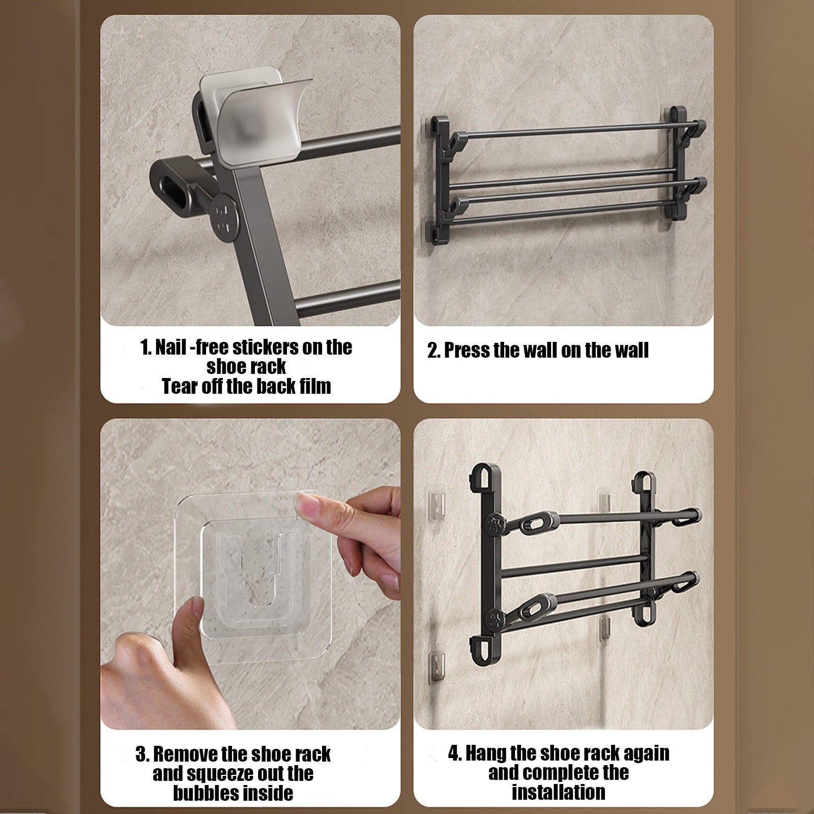 under $5 Wall Mounted Shoe Rack, 2 Tier Hanging Shoe Rack , Heavy Duty Shoe Organizer Holder, Space Saving for Closet... - Image 4