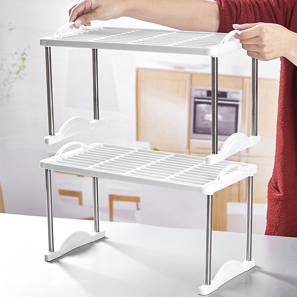 Stackable Multi Layer Storage Rack, Plastic Corner Organizer for Desktop Office Wardrobe, Multi-Purpose Shelving Unit - Image 4