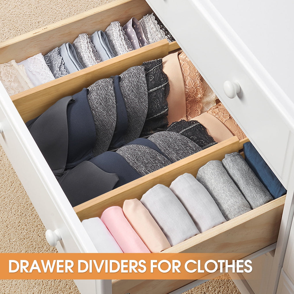 Bamboo Drawer Dividers,12-17" Adjustable Kitchen Drawer Organizer for Clothes,4 Pack Expandable Drawer Organization S... - Image 3
