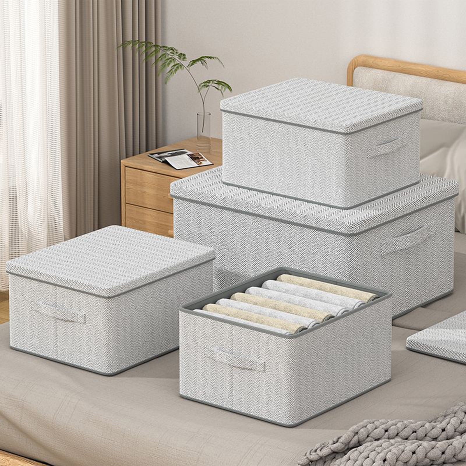 Box Bins With Lids Boxes Closet Containers Basket With Lid Organizer Bins Decorative Boxes Keepsake Large Bins - Image 4