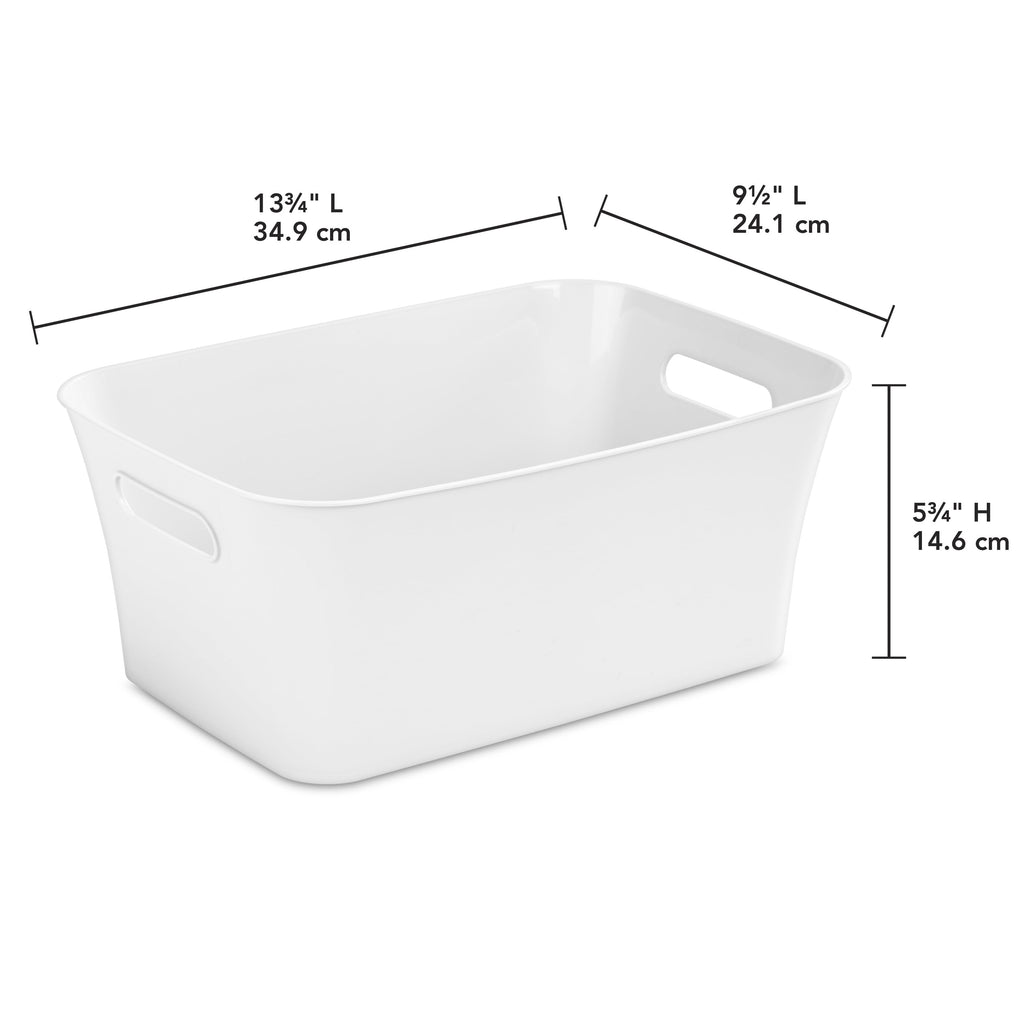 Medium White Plastic Storage Bin, 13.8 in x 9.5 in x 5.8 in - Image 3